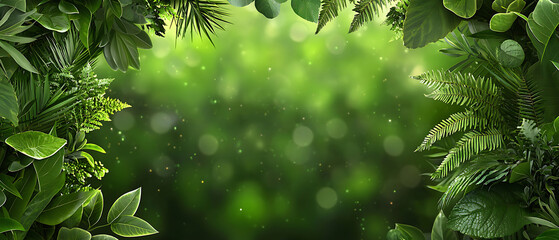 vibrant greenery background with lush leaves and soft bokeh effect, perfect for sustainable themes