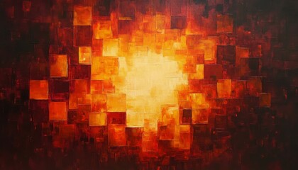 Obraz premium Abstract expressionism with warm tones and geometric patterns