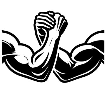 Silhouette of arm wrestling competition