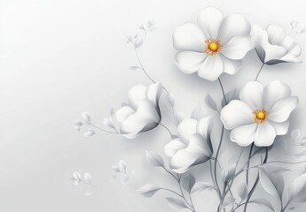 Elegant white flowers, soft background, wall art, home decor