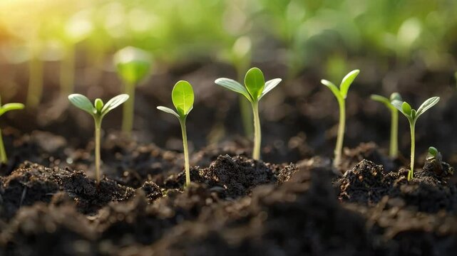 The birth of a new life, green shoots are making their way out of the ground