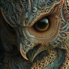 Fractal owl closeup
