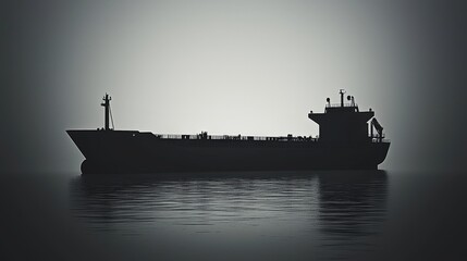 Fototapeta premium Monochrome 3D Depiction of a Cargo Ship in Still Waters Under a Soft Light Environment