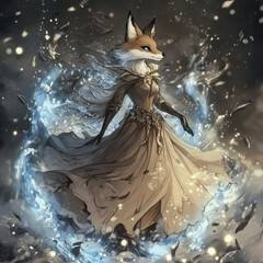 Fox woman casting magic