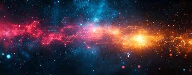 Naklejka premium Abstract Nebula Network Cosmic Energy and Digital Connections