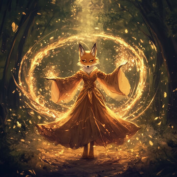 Fox sorceress casting magic