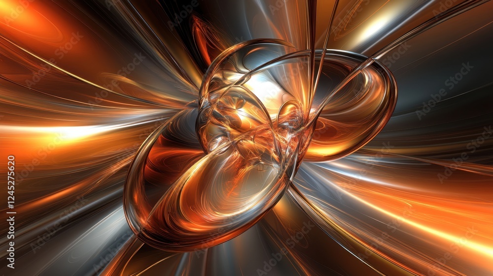 Poster elegant fluid shapes merging in a mesmerizing abstract composition, ideal for a contemporary digital