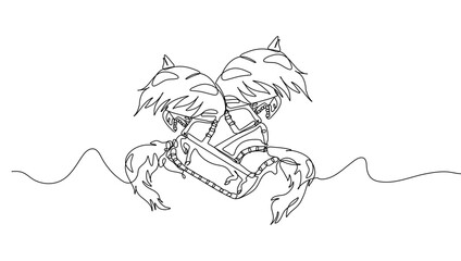 Continuous line Horse lumping or jaran kepang a traditional art from Indonesia Java made of woven bamboo