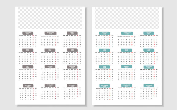 Simple wall Calendar Template 2025