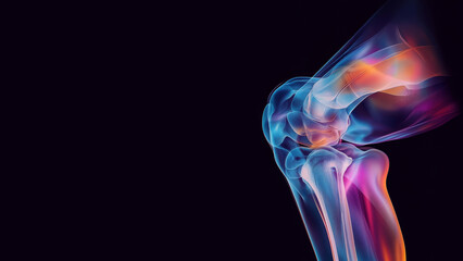 Obraz premium Medical X-Ray scan of knee' inflamed joint. Copy space. 