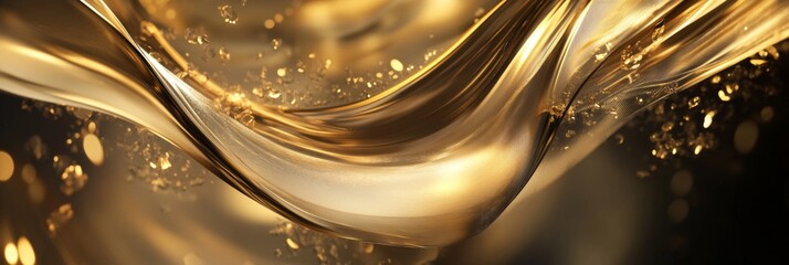 Golden Liquid Flowing Abstract Design Graphic