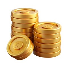 3D render stacked coins