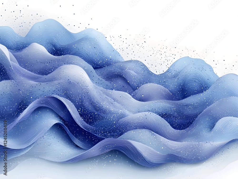 Poster an abstract wave pattern in soft blue hues with subtle gradient transitions, showcasing flowing curv