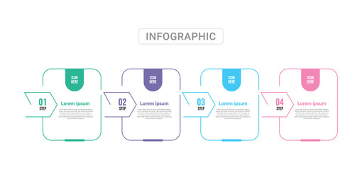 Stylish 4 steps business infographics template, Infographic 4 steps flowchart design, template, info graph template, Professional infographic template business, Infographic with innovative ideas,