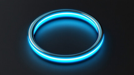 Glowing neon blue ring on dark background.