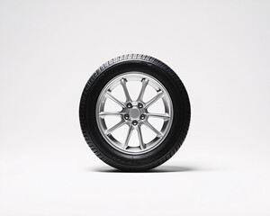 Obraz premium single silver wheel rim on a white background isolated studio shot with tire