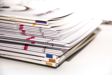 stack of books on white background