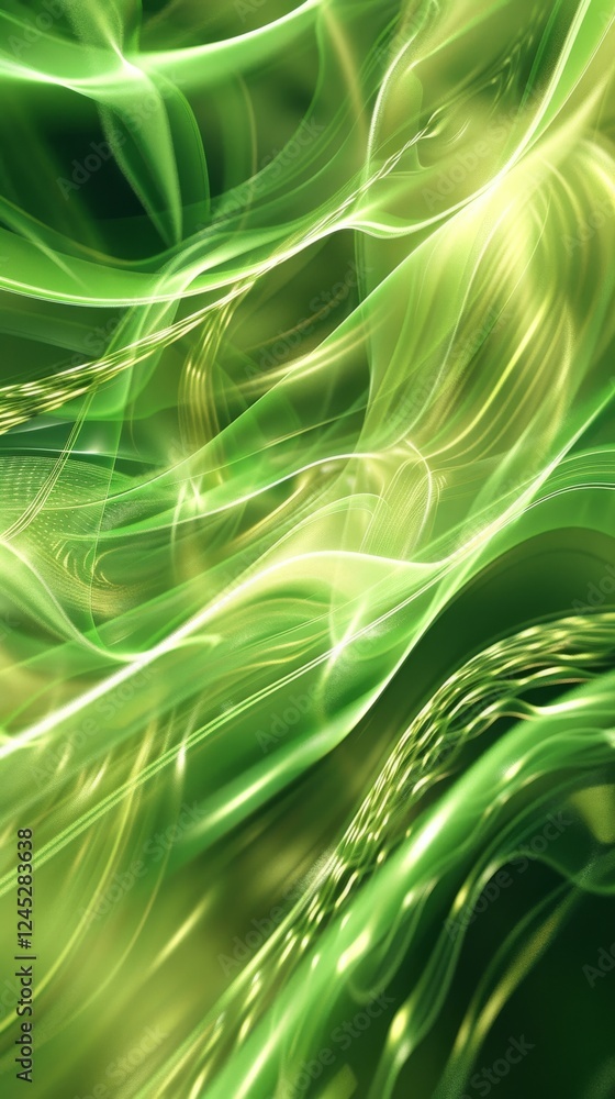 Poster vibrant flowing energy: a digital journey through abstract waves of color and patterns