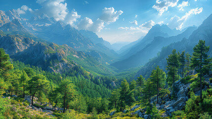 Fototapeta premium Majestic Horizon: Panoramic Mountain Range