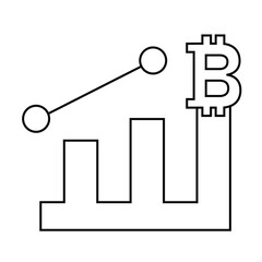 Bitcoin cryptocurrency value increasing chart icon.