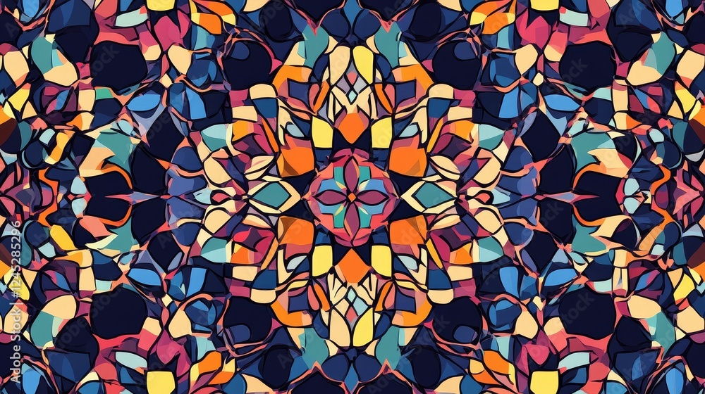Poster colorful abstract geometric pattern with symmetrical shapes