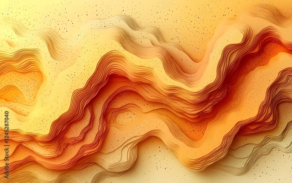 Poster an abstract design featuring layered waves in warm shades of orange and yellow, creating a soothing,