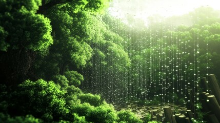 A blend of nature and technology in a digital forest