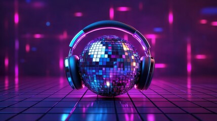 Disco Ball With Headphones Vibrant
