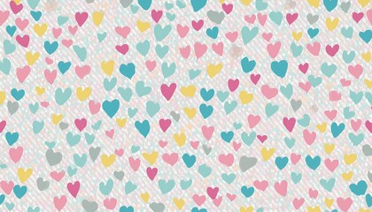 Cute heart confetti pattern background. Birthday decoration confetti, heart element cute seamless pattern. Childish color abstract decoration element background. Vector illustration.