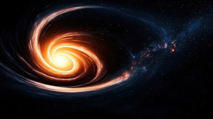 Obraz premium A vibrant spiral galaxy shines brightly against a dark cosmic background, illustrating the beauty and mystery of the universe.