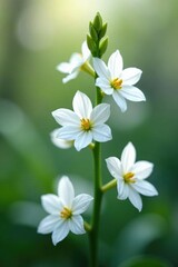 Fototapeta premium delicate white flowers surround a central stem, floral decoration, spring