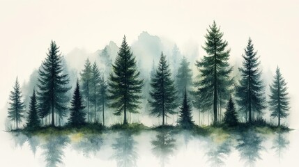 Misty Forest with Reflections. Generative AI