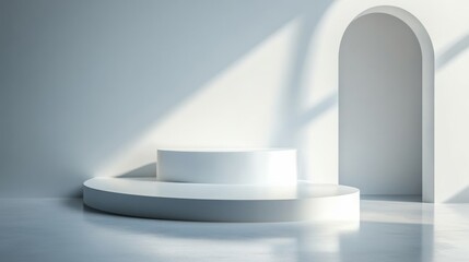 Obraz premium Modern Minimalist White Architecture Display Podium