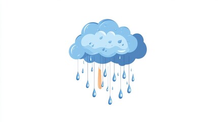 7.Heavy rain sign. Weather icon. Partly cloudy sign. Gloomy clouds on white background. Frowning sky logo. Flat vector image. Design element. Vector illustration