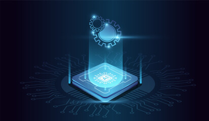 Fototapeta premium Modern robot futuristic vector illustration design. The Robot AI technology futuristic circuit digital vector. Abstract digital futuristic design. AI, artificial intelligence