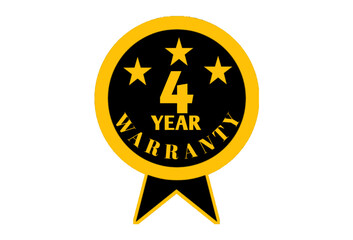 4 year warranty badge, 4 year warranty sticker warranty logo design 