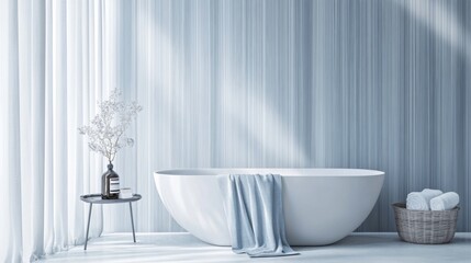 Fototapeta premium Modern Minimalist Bathroom Design with Elegant Tub