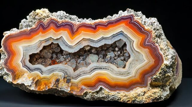 Stunning transformation of vibrant agate slice revealing intricate patterns and colors