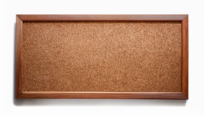Fototapeta premium Empty cork board. Rectangular Cork Bulletin Board With Wooden Frame. The Board Is Displayed Against A White background.