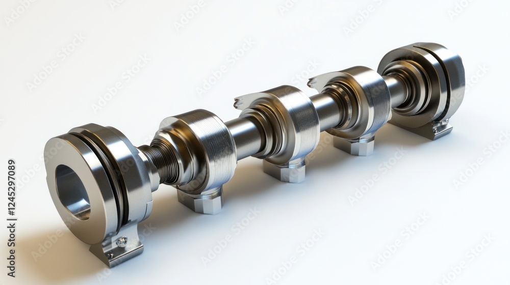 Aufkleber a metallic crankshaft component used in engines, showcasing precision engineering.