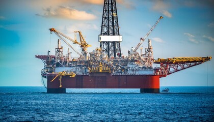 Oil rig at sunset. Workers On Oil Rig