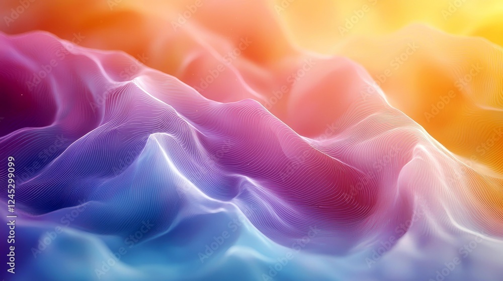 Poster abstract colorful waves: dreamy, serene background texture. vibrant gradient flowing motion design. 