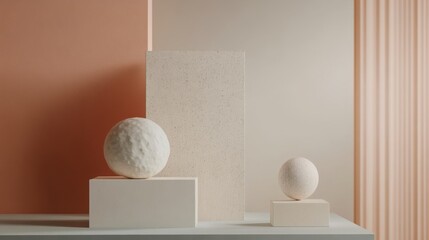 Minimalist Geometric Display with Neutral Tones