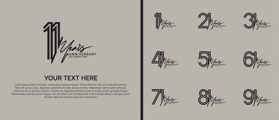 Fototapeta premium logo anniversary set. black color with black handwriting on brown background for special event