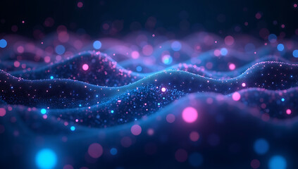 Obraz premium An AI-powered abstract neural network visualization with glowing data nodes interconnected in a web of deep learning computation.