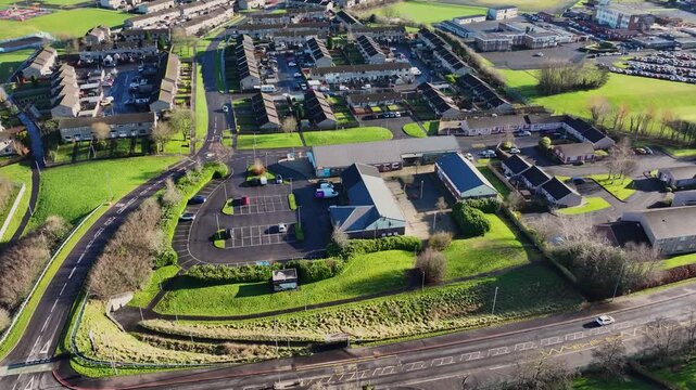 Aerial view of SPAR Dunclug and The Taste House Ballymena Co Antrim Northern Ireland 03-02-2025