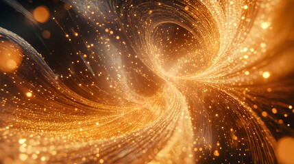 Golden Energy Flow Abstract Generative AI
