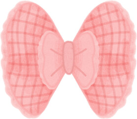 Watercolor Pink Plaid Bow Tie Coquette Girly Illustration