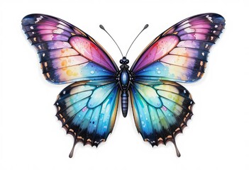 A watercolor painting of a butterfly on a white background
