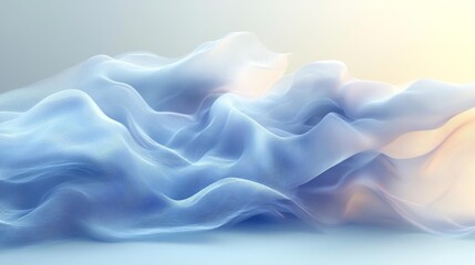 Obraz premium Abstract Ethereal Waves of Soft Blue with Light and Soft Gradients on White Background. Generative AI